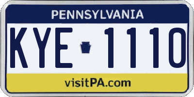 PA license plate KYE1110
