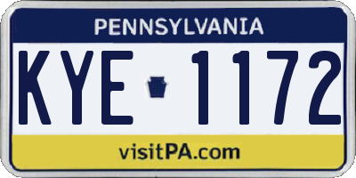 PA license plate KYE1172
