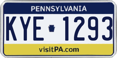 PA license plate KYE1293