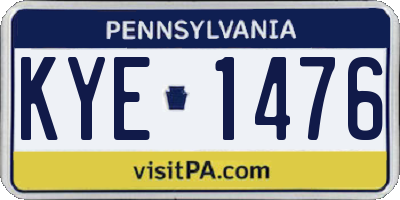 PA license plate KYE1476