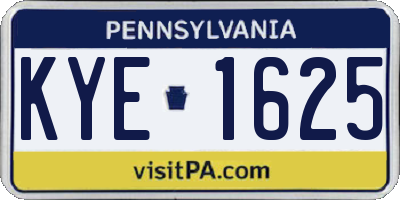 PA license plate KYE1625