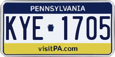 PA license plate KYE1705