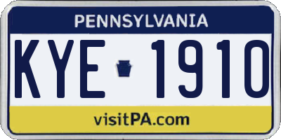 PA license plate KYE1910