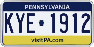 PA license plate KYE1912