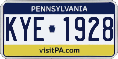 PA license plate KYE1928