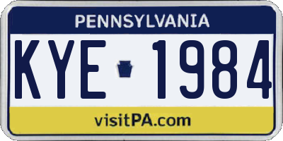 PA license plate KYE1984