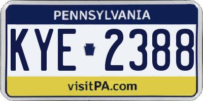 PA license plate KYE2388