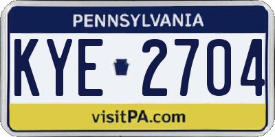 PA license plate KYE2704