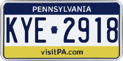 PA license plate KYE2918