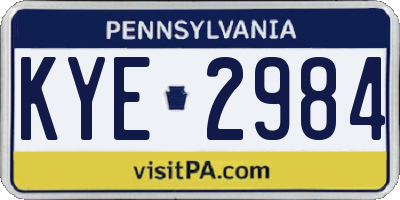 PA license plate KYE2984