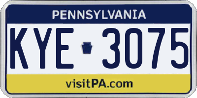 PA license plate KYE3075