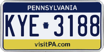 PA license plate KYE3188