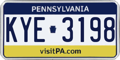 PA license plate KYE3198