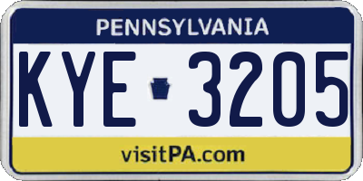 PA license plate KYE3205