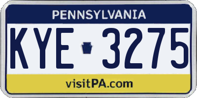 PA license plate KYE3275