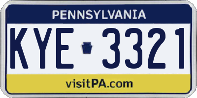 PA license plate KYE3321