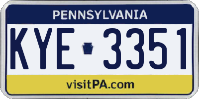 PA license plate KYE3351