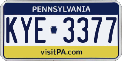 PA license plate KYE3377
