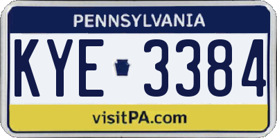 PA license plate KYE3384