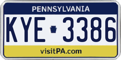PA license plate KYE3386