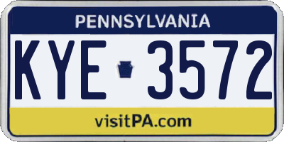 PA license plate KYE3572