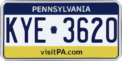 PA license plate KYE3620