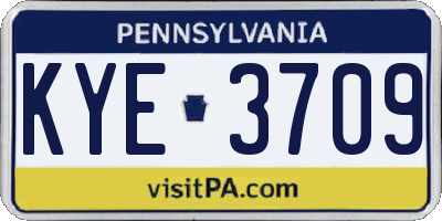 PA license plate KYE3709