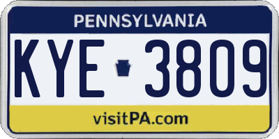 PA license plate KYE3809
