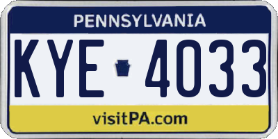 PA license plate KYE4033