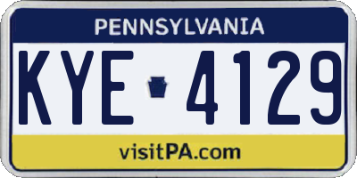 PA license plate KYE4129