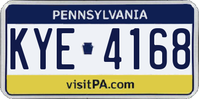 PA license plate KYE4168