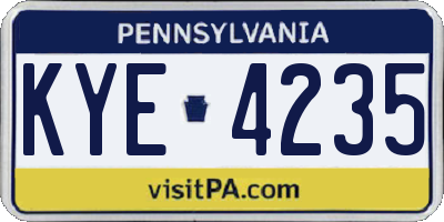 PA license plate KYE4235