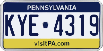 PA license plate KYE4319