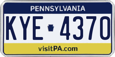PA license plate KYE4370
