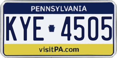PA license plate KYE4505