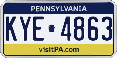 PA license plate KYE4863