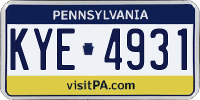 PA license plate KYE4931