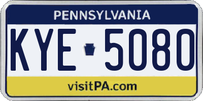 PA license plate KYE5080