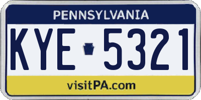 PA license plate KYE5321