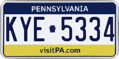 PA license plate KYE5334