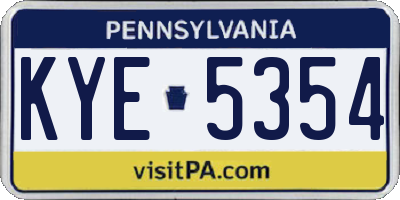 PA license plate KYE5354