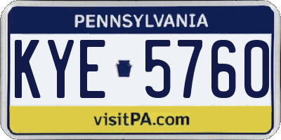PA license plate KYE5760