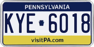 PA license plate KYE6018