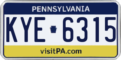 PA license plate KYE6315
