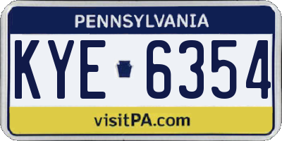PA license plate KYE6354
