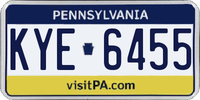 PA license plate KYE6455