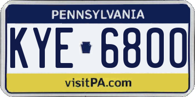 PA license plate KYE6800