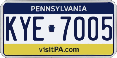 PA license plate KYE7005