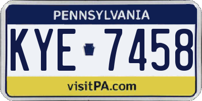 PA license plate KYE7458