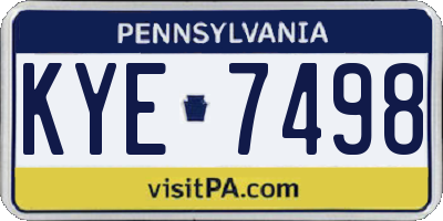 PA license plate KYE7498